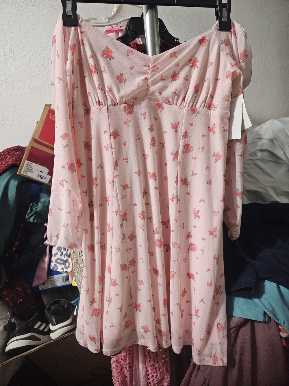 Abound Pink Floral Long Sleeve Fit & Flare Dress